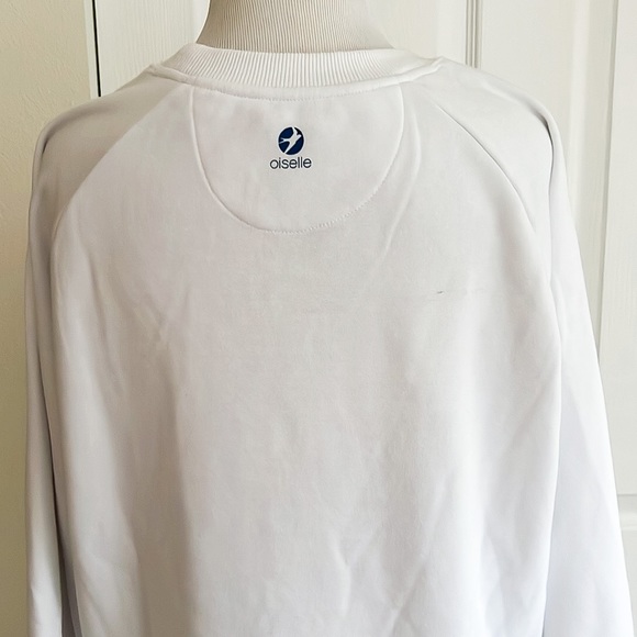 Oiselle Born and Raced Seattle White and Blue Crewneck Sweatshirt Womens Large - Picture 5 of 14